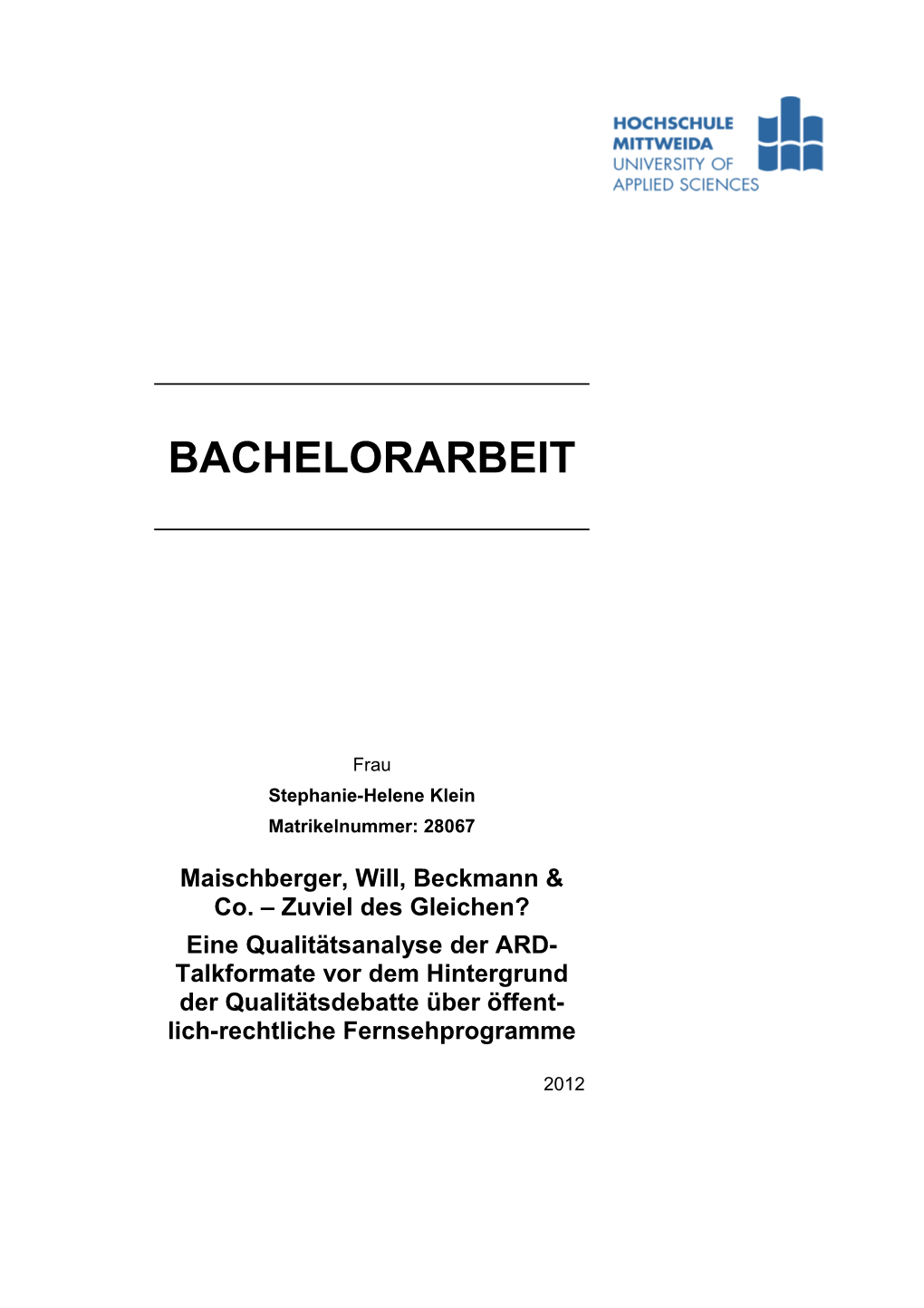 Sabine Christiansen« Und Die Bedeutung Von Polittalks