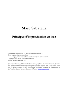 Principes D'improvisation En Jazz