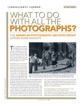 Photographs?Photographs? the American Photography Archives Group Offers Some Insights