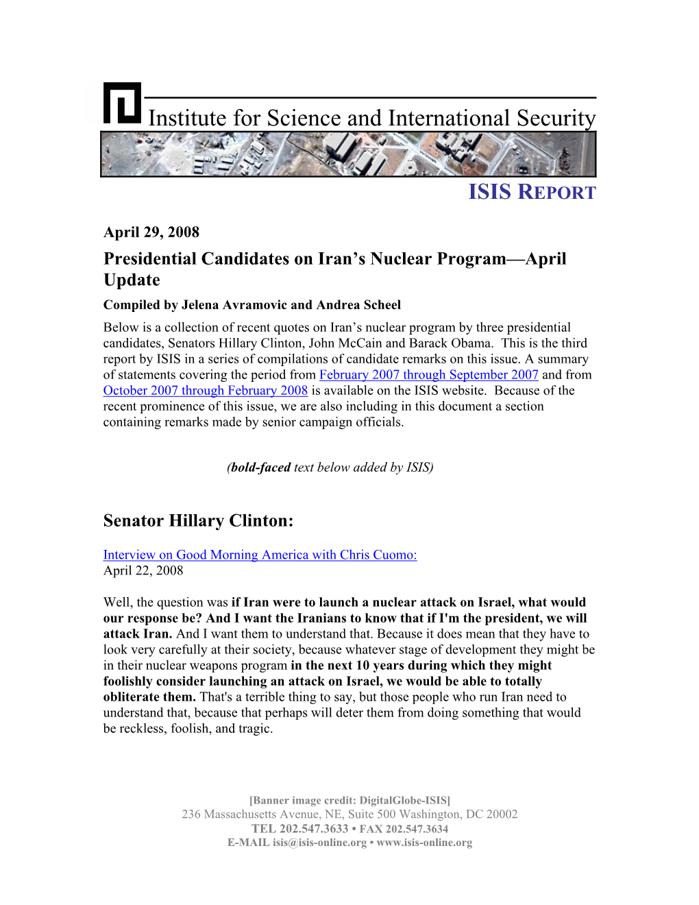 Presidential Candidates on Iran's Nuclear Program