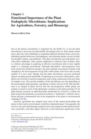 Chapter 1 Functional Importance of the Plant Endophytic Microbiome: Implications for Agriculture, Forestry, and Bioenergy