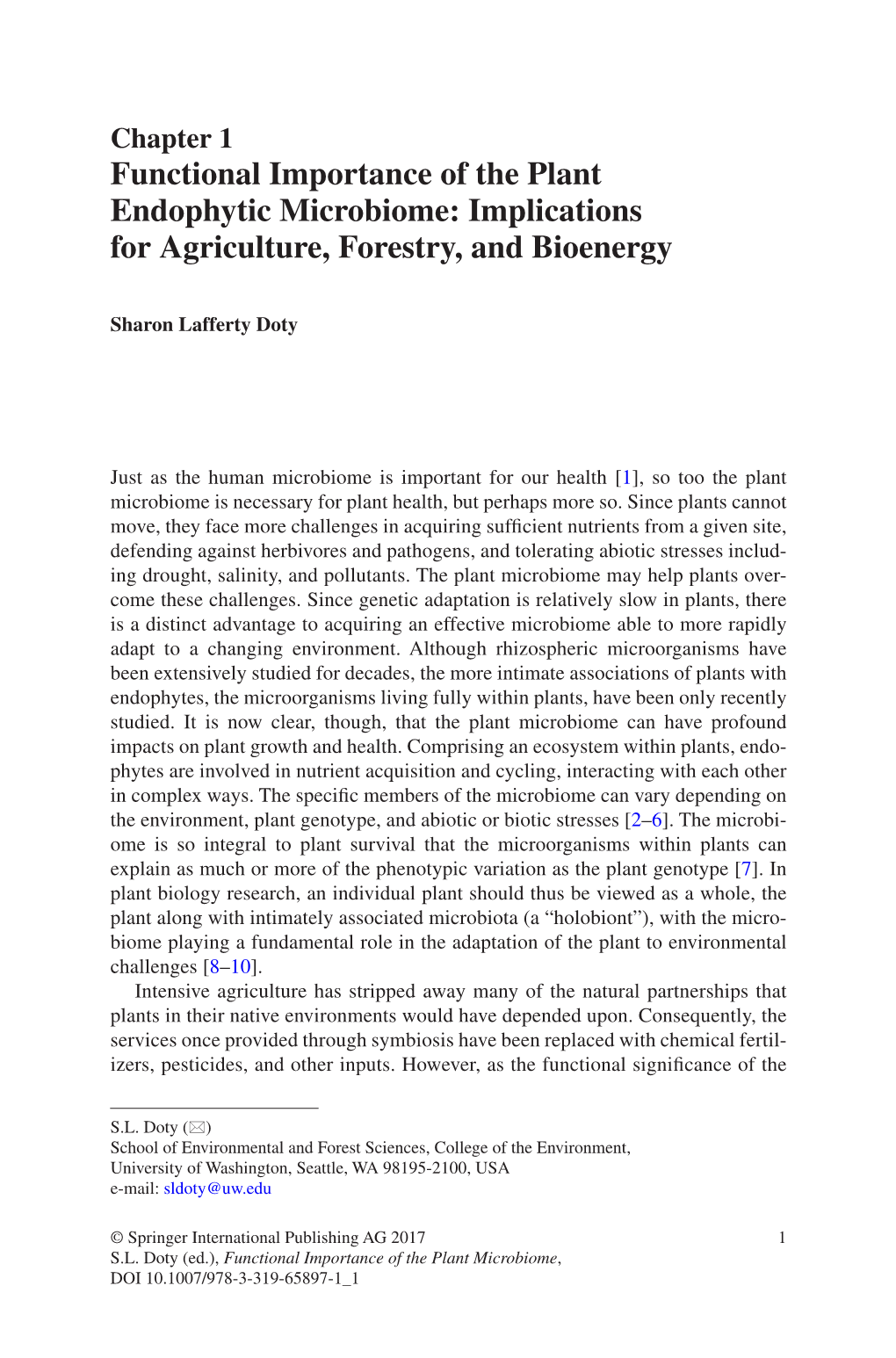 Chapter 1 Functional Importance of the Plant Endophytic Microbiome: Implications for Agriculture, Forestry, and Bioenergy