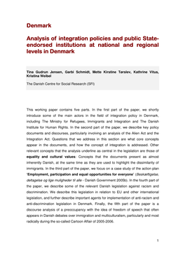 Analysis of Integration Policies and Public State-Endorsed