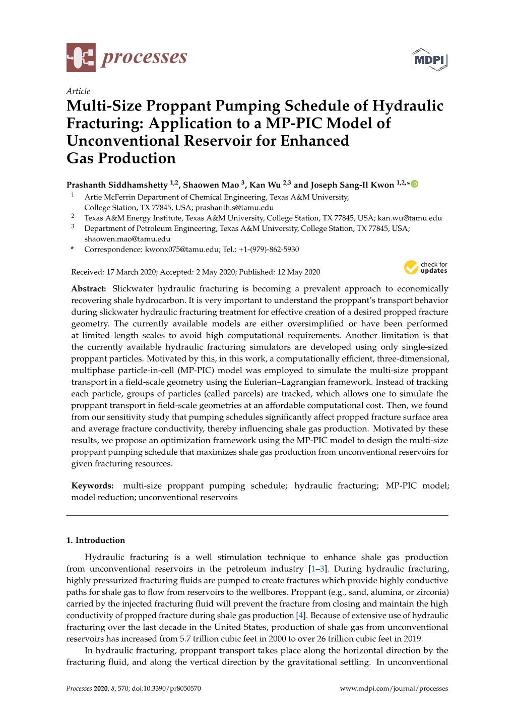 Multi-Size Proppant Pumping Schedule of Hydraulic Fracturing: Application to a MP-PIC Model of Unconventional Reservoir for Enhanced Gas Production