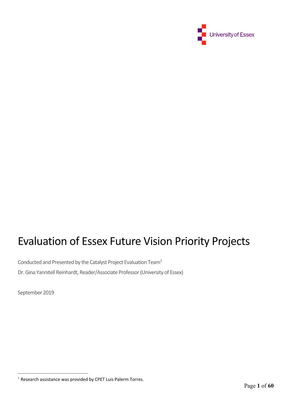 Evaluation of Essex Future Vision Priority Projects