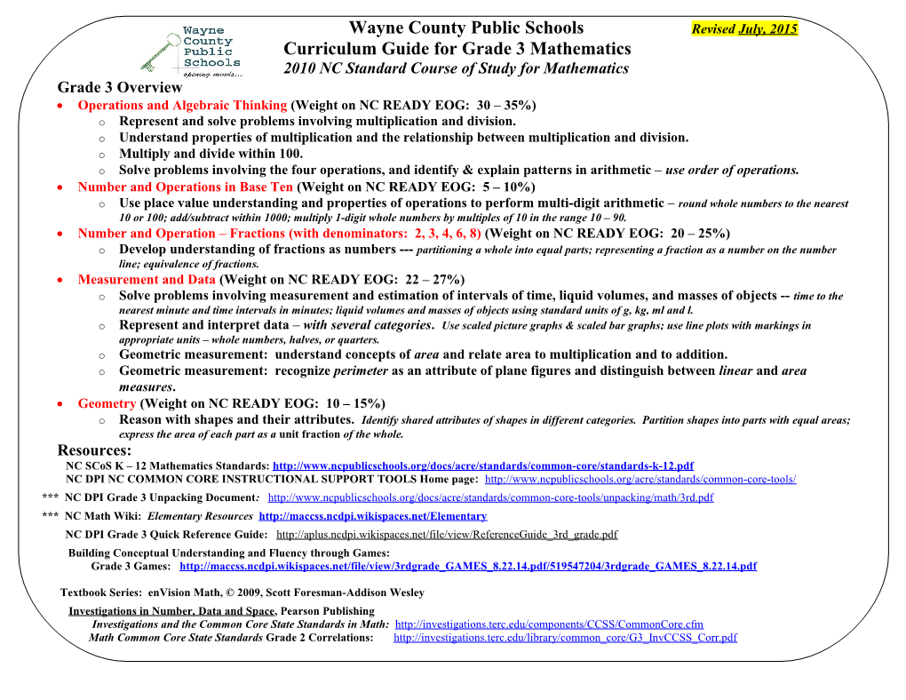 Third Grade Common Core State Standards