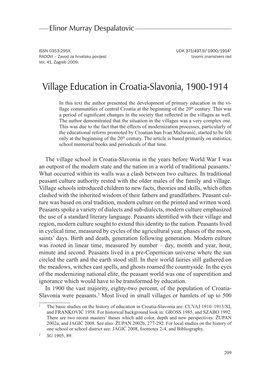 Village Education in Croatia-Slavonia, 1900-1914