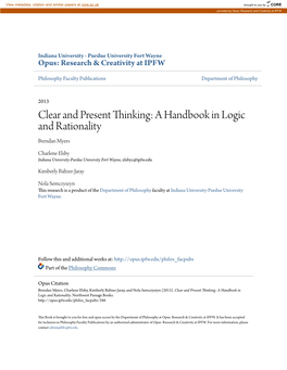 A Handbook in Logic and Rationality Brendan Myers