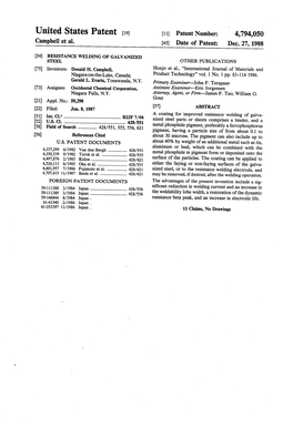 United States Patent (19) 11 Patent Number: 4,794,050 Campbell Et Al