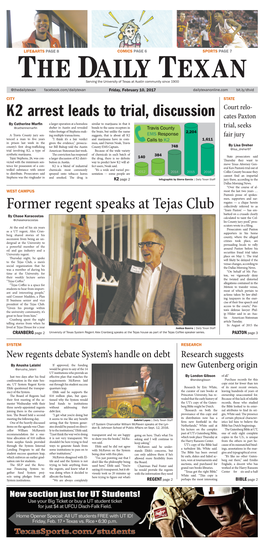 Former Regent Speaks at Tejas Club