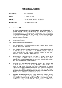 Manchester City Council Report for Resolution