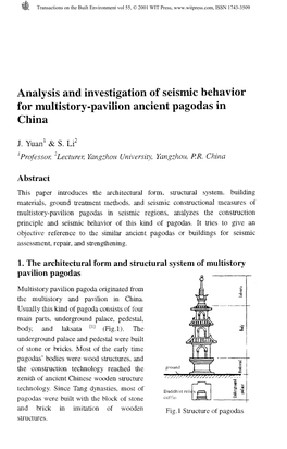 Analysis and Investigation of Seismic Behavior for Multistory-Pavilion Ancient Pagodas In