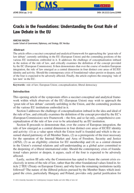 Cracks in the Foundations: Understanding the Great Rule of Law Debate in the EU