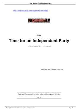 Time for an Independent Party