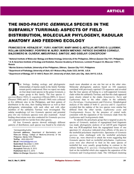 The Indo-Pacific Gemmula Species in the Subfamily Turrinae: Aspects of Field Distribution, Molecular Phylogeny, Radular Anatomy and Feeding Ecology