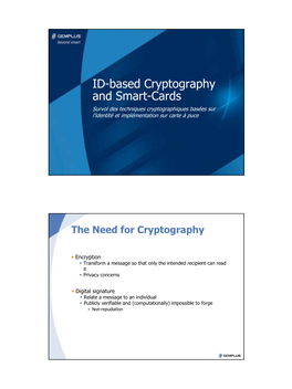 ID-Based Cryptography and Smart-Cards Survol Des Techniques Cryptographiques Basées Sur L’Identité Et Implémentation Sur Carte À Puce
