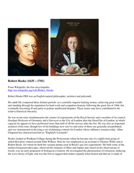 Robert Hooke (1635 – 1703)