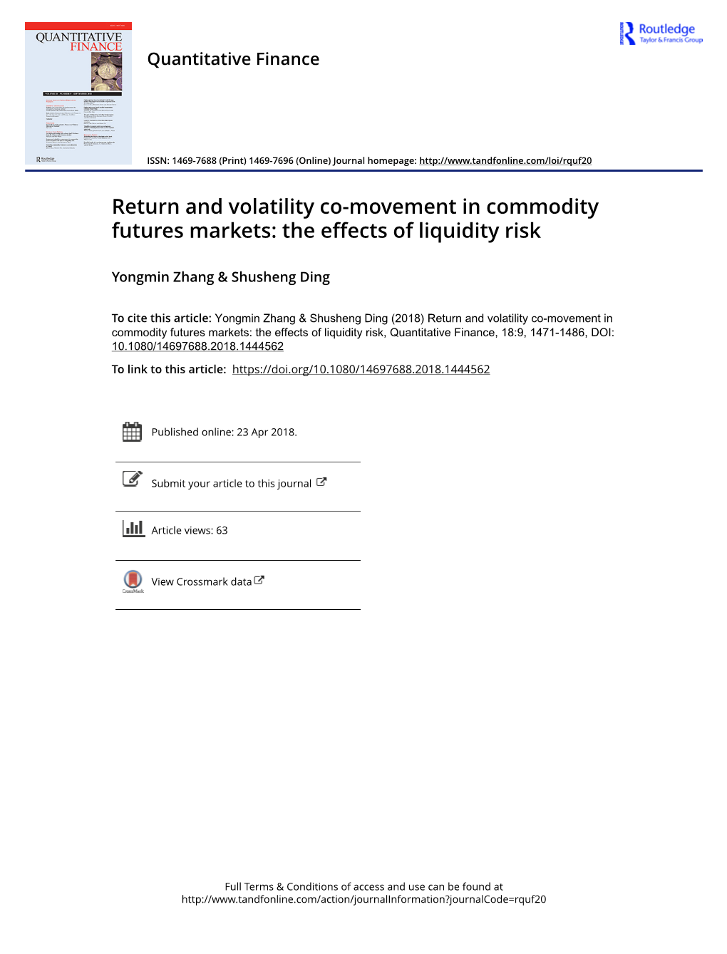 Return and Volatility Co-Movement in Commodity Futures Markets: the Effects of Liquidity Risk