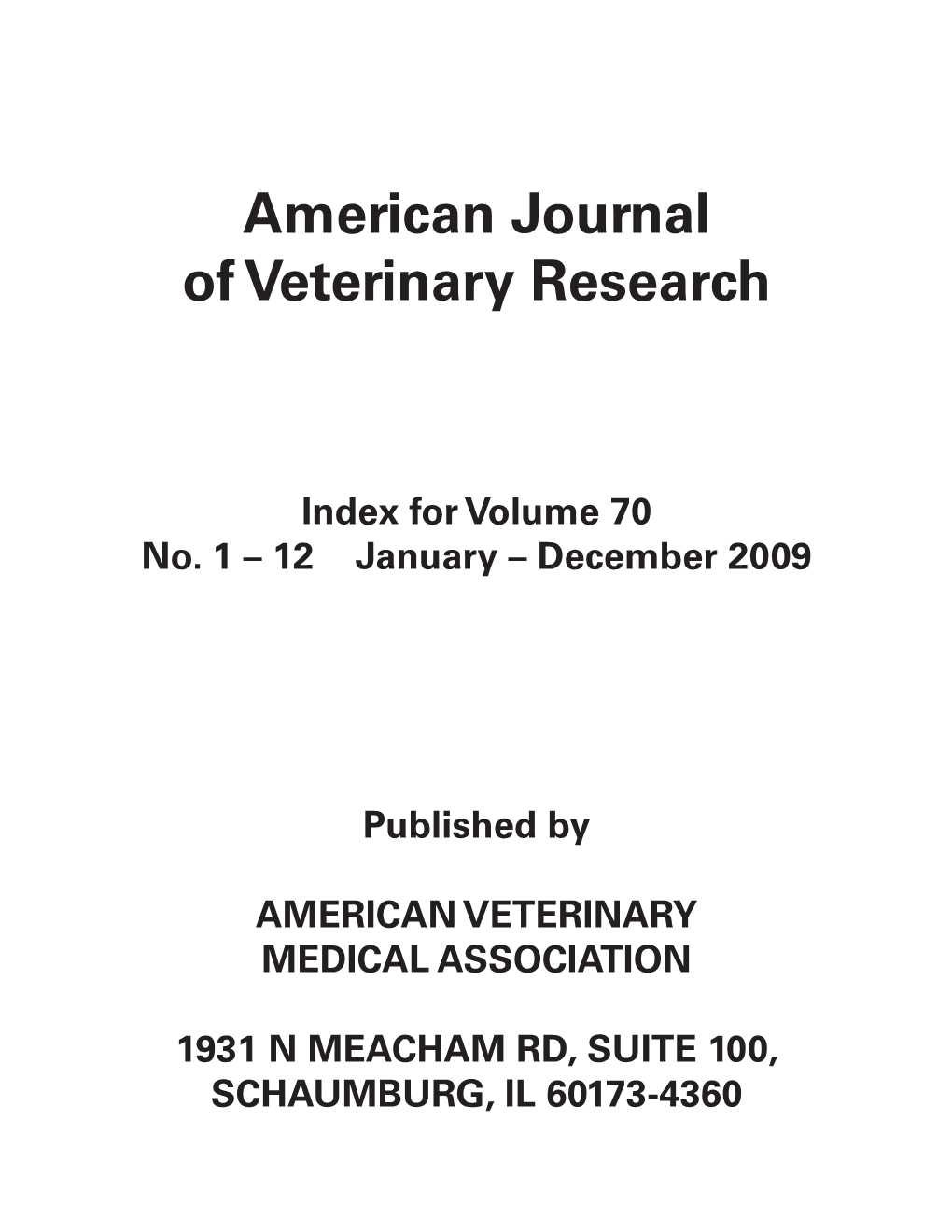 American Journal of Veterinary Research