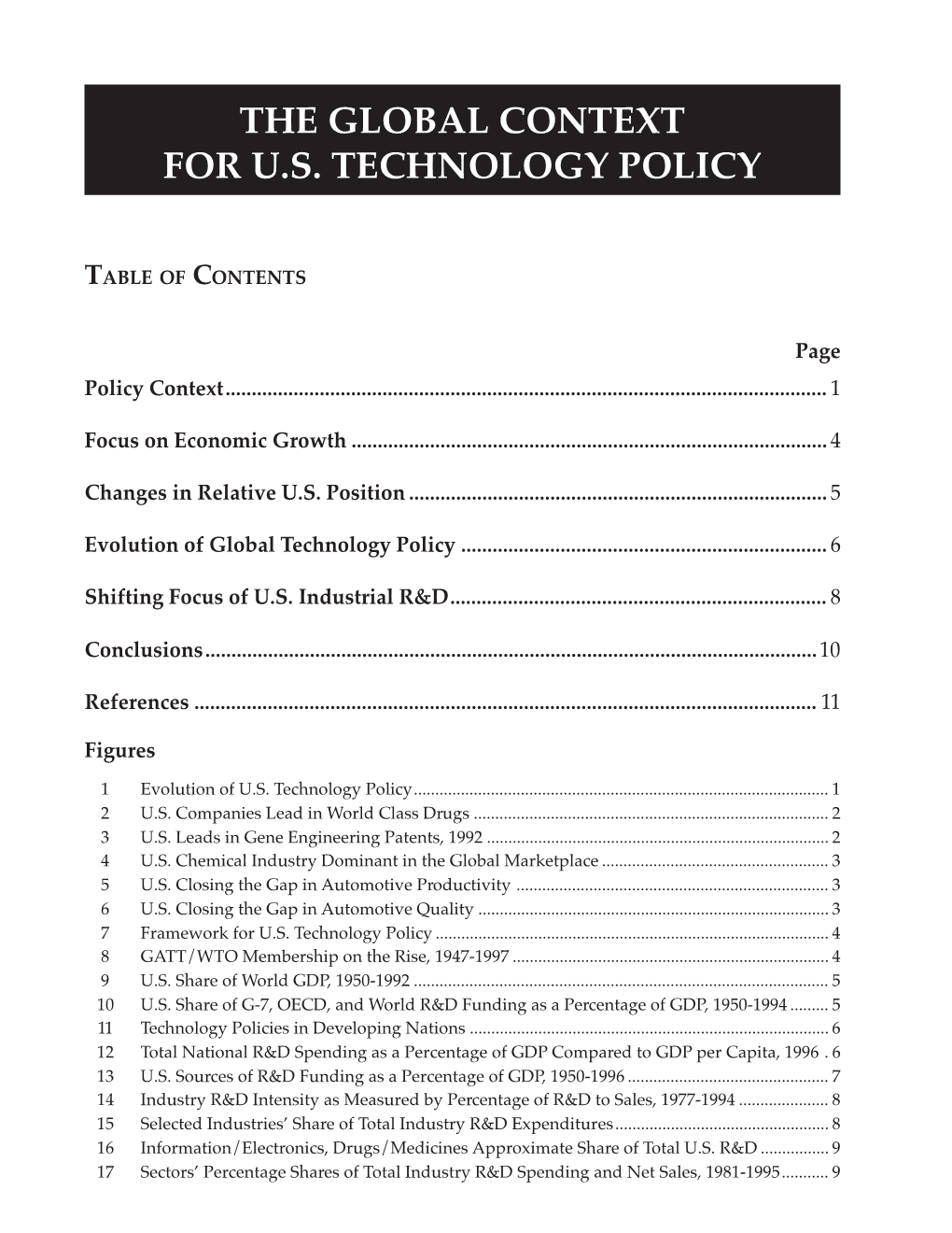 The Global Context for U.S. Technology Policy
