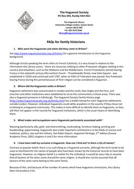 Faqs for Family Historians