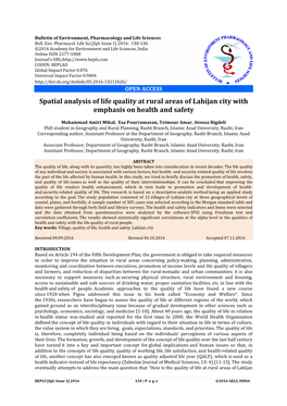 Spatial Analysis of Life Quality at Rural Areas of Lahijan City with Emphasis on Health and Safety