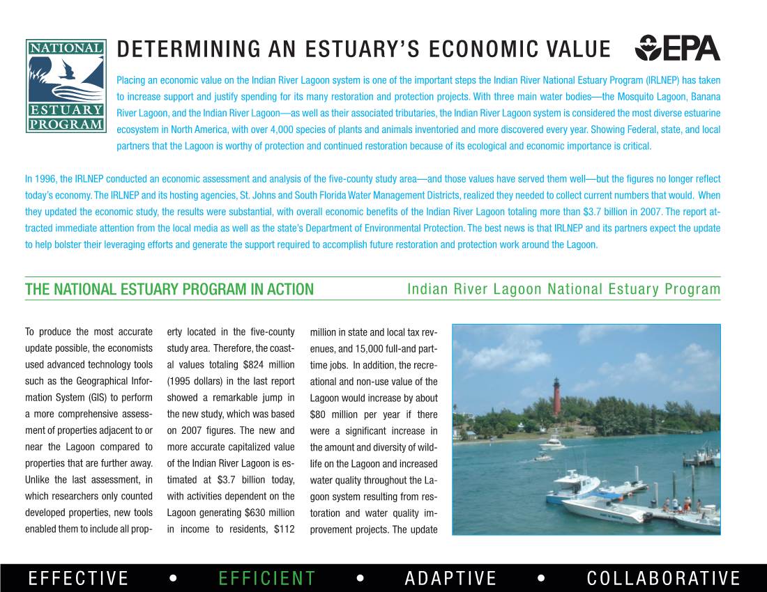 Determining an Estuary's Economic Values, Indian River Lagoon