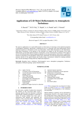 Applications of 2-D Moiré Deflectometry to Atmospheric Turbulence