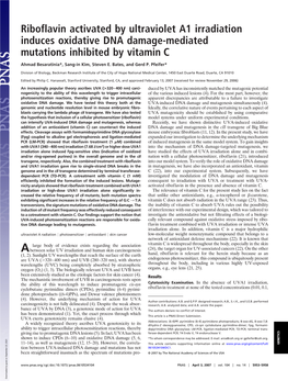 Riboflavin Activated by Ultraviolet A1 Irradiation Induces Oxidative DNA Damage-Mediated Mutations Inhibited by Vitamin C