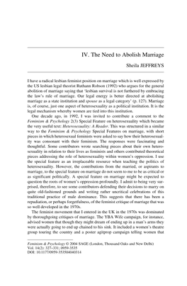 IV. the Need to Abolish Marriage