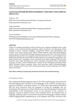 Language Kinship Between Komering Variation and Lampung Menggala