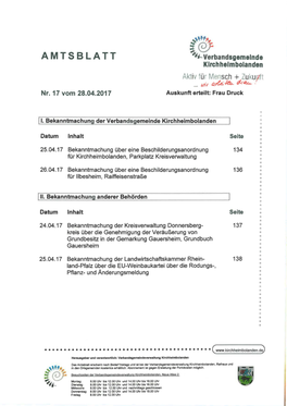 AMTSBLATT Verbandsgemeinde Klrchhelmbolanden Aktiv Fü R Men~Ch + Zukuytt