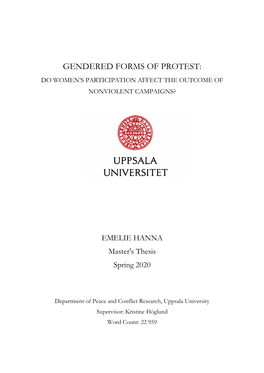 Gendered Forms of Protest: Do Women’S Participation Affect the Outcome of Nonviolent Campaigns?