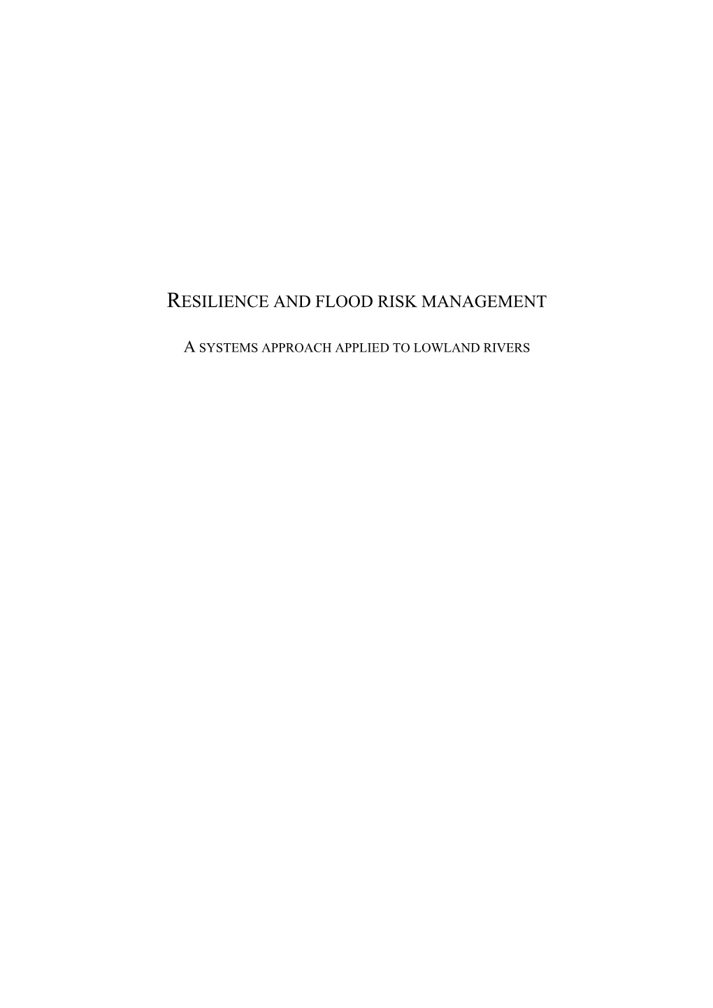 Resilience and Flood Risk Management