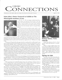 CONNECTIONS Published by the Public Affoirs Office Ofthe College Ofsaint Benedict and Saint John 5 University April 11, 1996