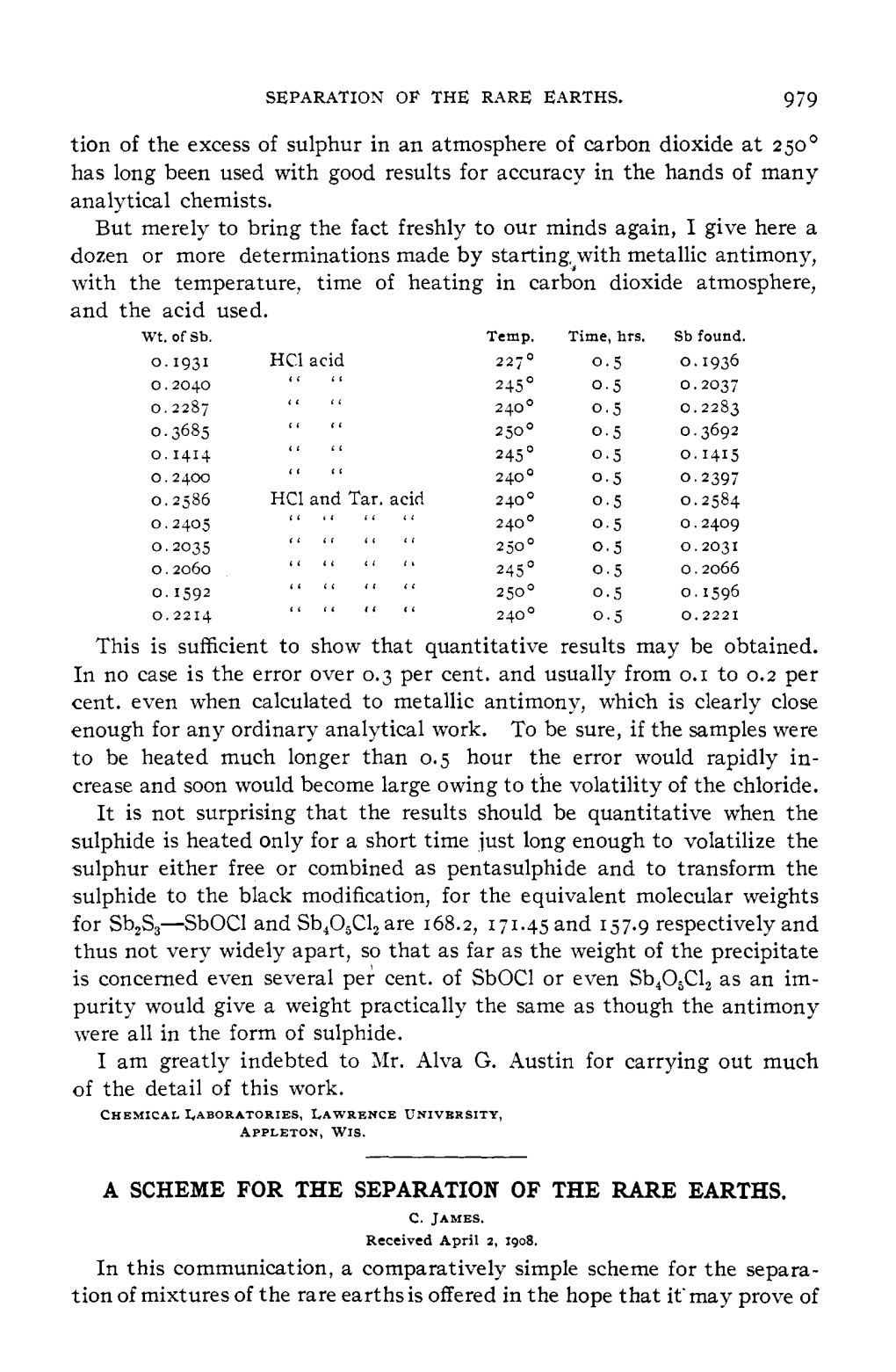 979 a Scheme for the Separation of the Rare