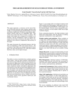 The Sar Measurement of Ocean Surface Winds: an Overview