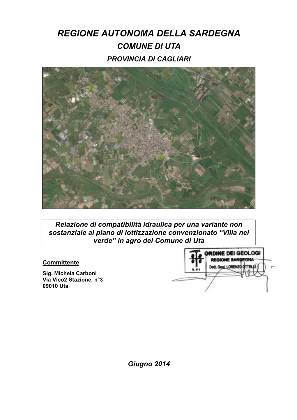 Regione Autonoma Della Sardegna Comune Di Uta Provincia Di Cagliari