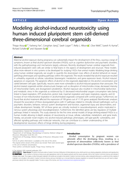 Modeling Alcohol-Induced Neurotoxicity Using Human Induced