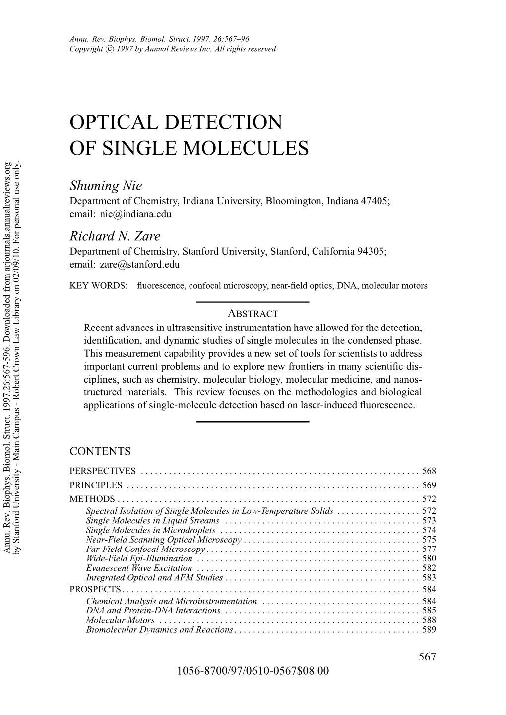 Optical Detection of Single Molecules