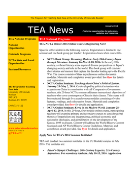 TEA News Updates, and Resources