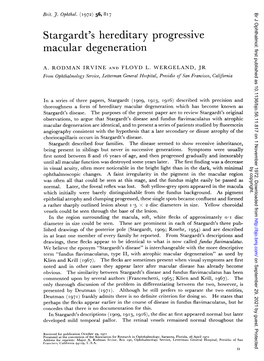 Stargardt's Hereditary Progressive Macular Degeneration