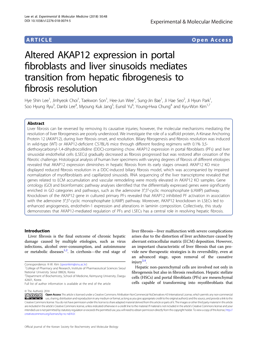 Altered AKAP12 Expression in Portal Fibroblasts and Liver Sinusoids