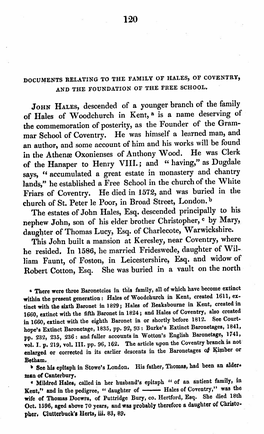 John HALES, Descended of a Younger Branch of the Family Of