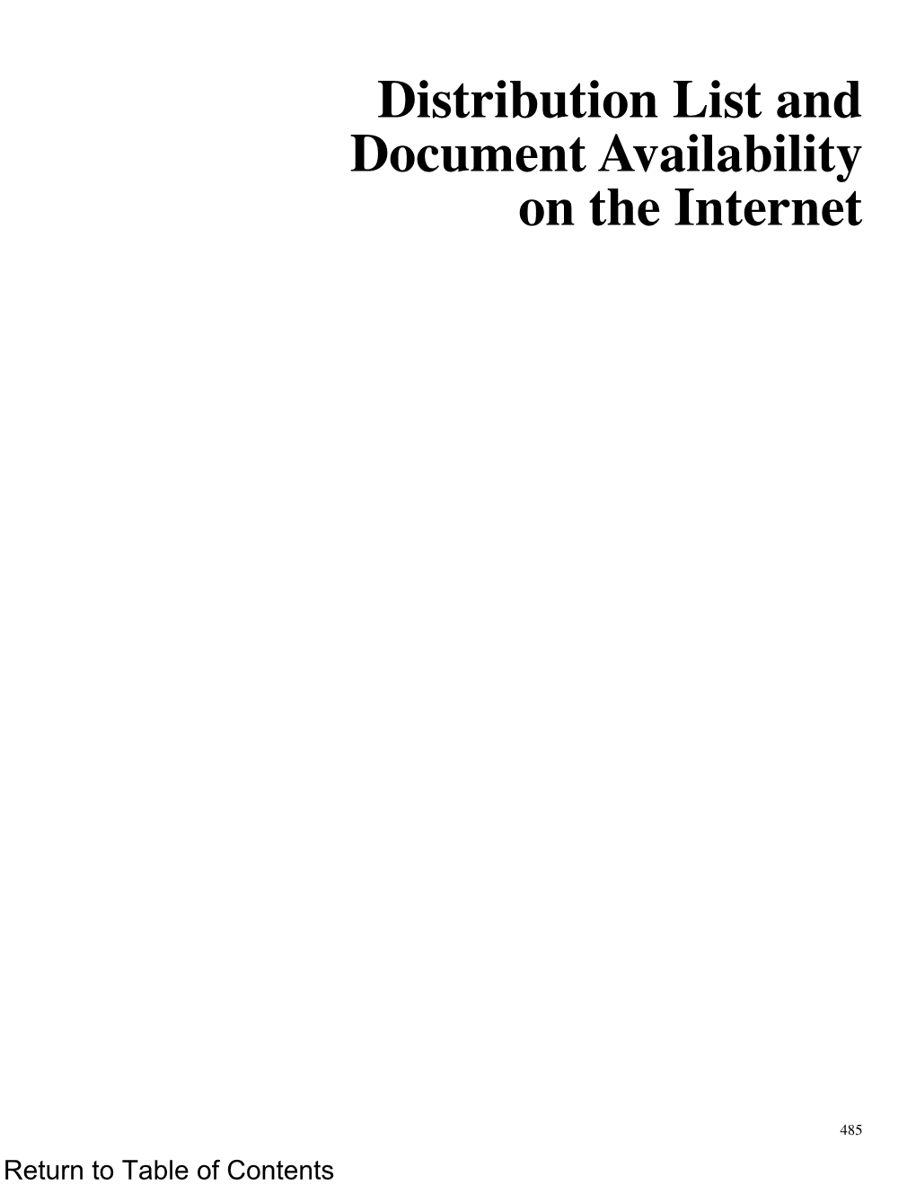 Distribution List and Document Availability on the Internet