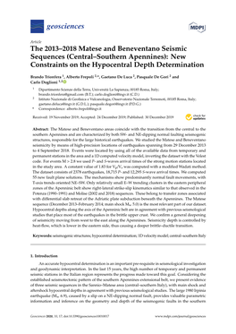 The 2013–2018 Matese and Beneventano Seismic Sequences (Central–Southern Apennines): New Constraints on the Hypocentral Depth Determination