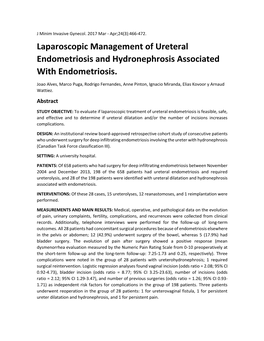 Laparoscopic Management of Ureteral Endometriosis and Hydronephrosis Associated with Endometriosis