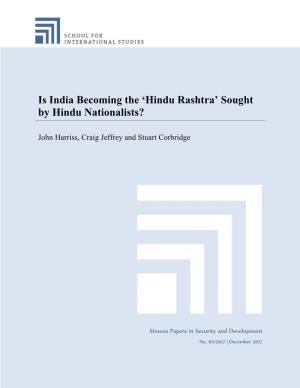 Hindu Rashtra’ Sought by Hindu Nationalists?