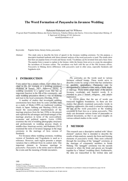 The Word Formation of Panyandra in Javanese Wedding