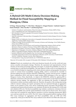 A Hybrid GIS Multi-Criteria Decision-Making Method for Flood Susceptibility Mapping at Shangyou, China
